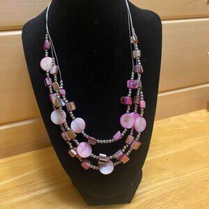 Pink Beaded Multi-Layer Necklace 18 inches 5/$25